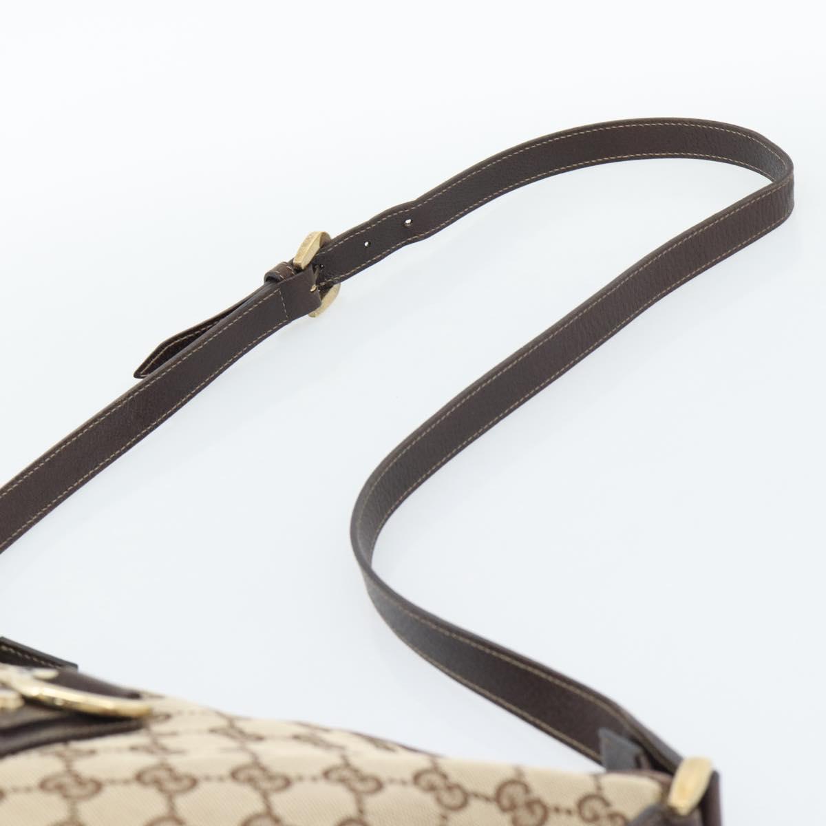 GUCCI GG Canvas Shoulder Bag Beige Gold Tone 131326 Auth ep15356A