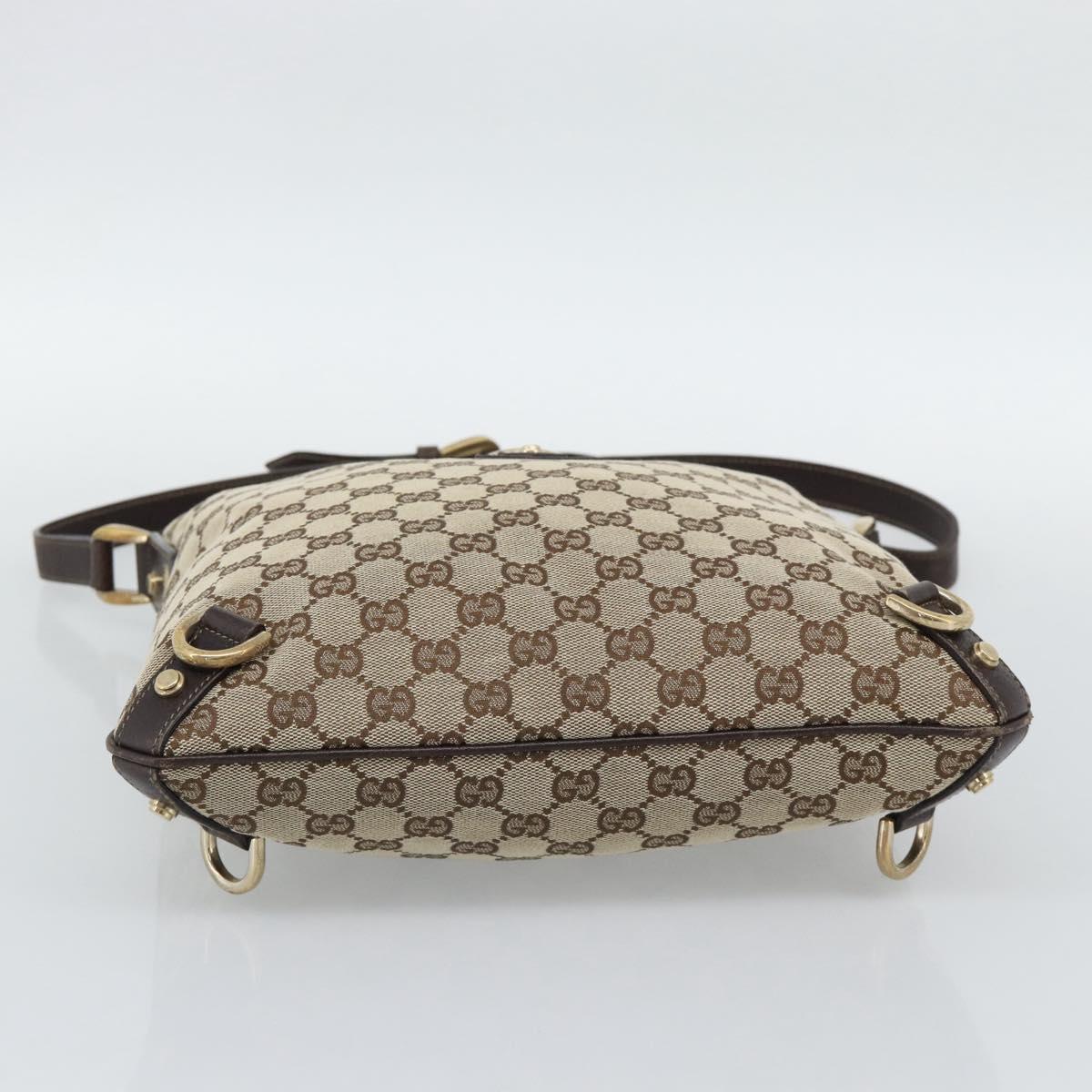 GUCCI GG Canvas Shoulder Bag Beige Gold Tone 131326 Auth ep15356A