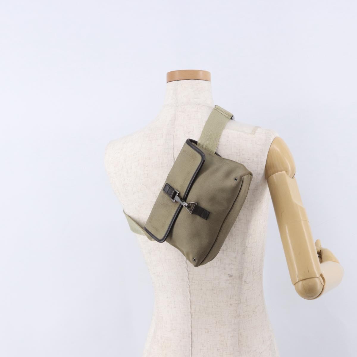GUCCI Waist Bag Canvas Beige Silver 92543 Auth ep15357