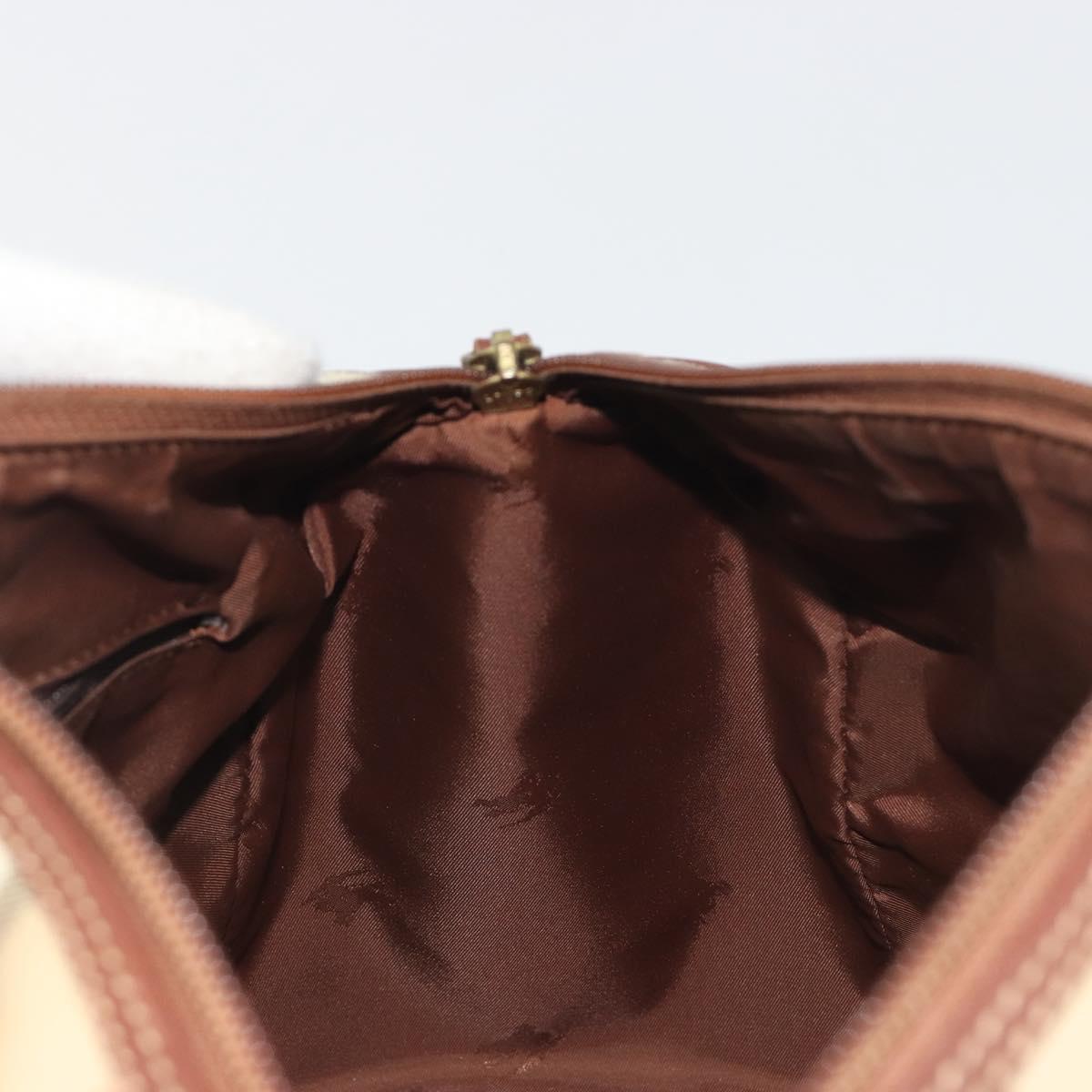 BURBERRY Nova Check Hand Bag PVC Leather Beige Gold Tone Auth ep15358A
