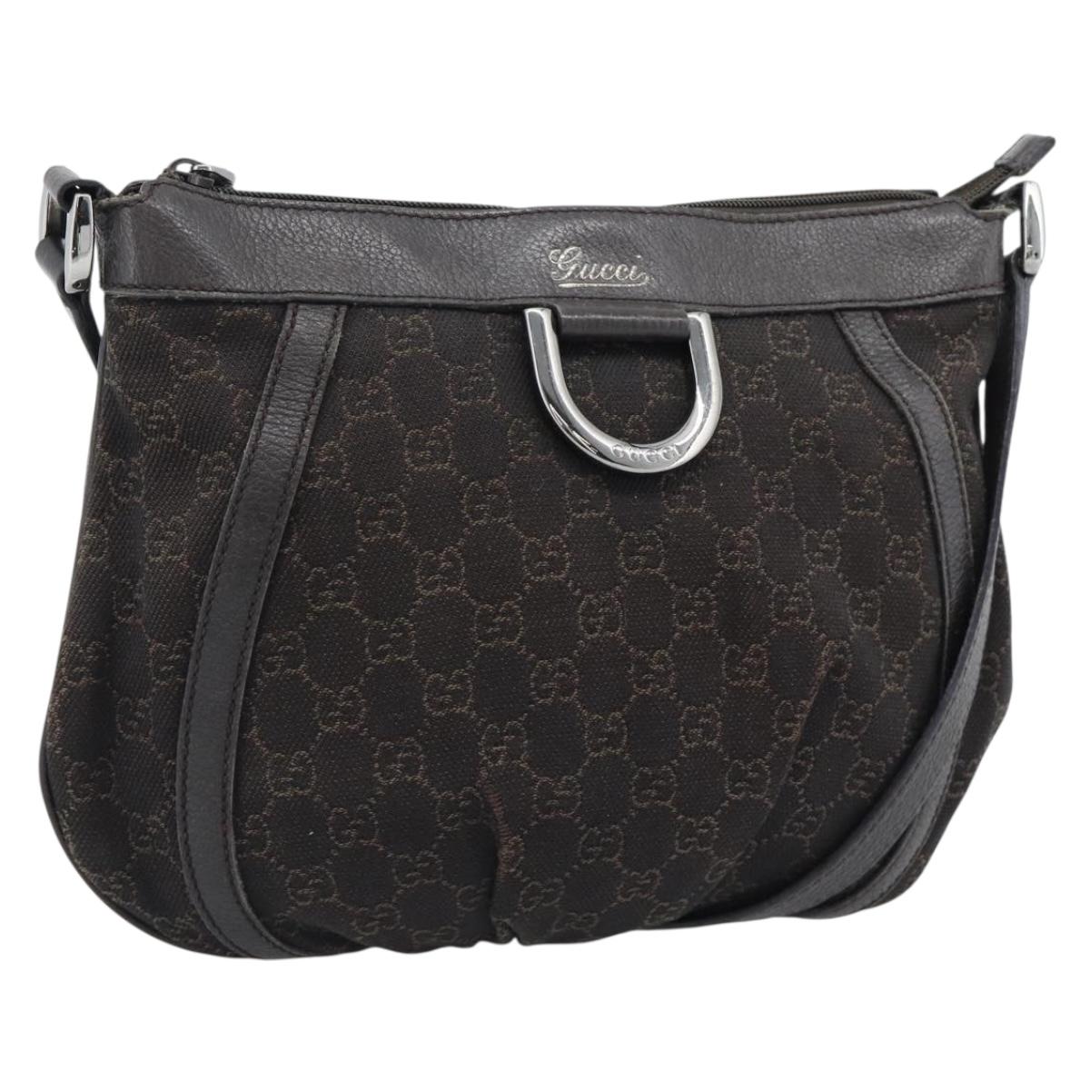 GUCCI GG Canvas Shoulder Bag Outlet Brown Silver 265691 Auth ep15359