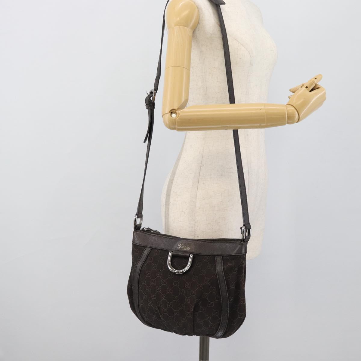 GUCCI GG Canvas Shoulder Bag Outlet Brown Silver 265691 Auth ep15359