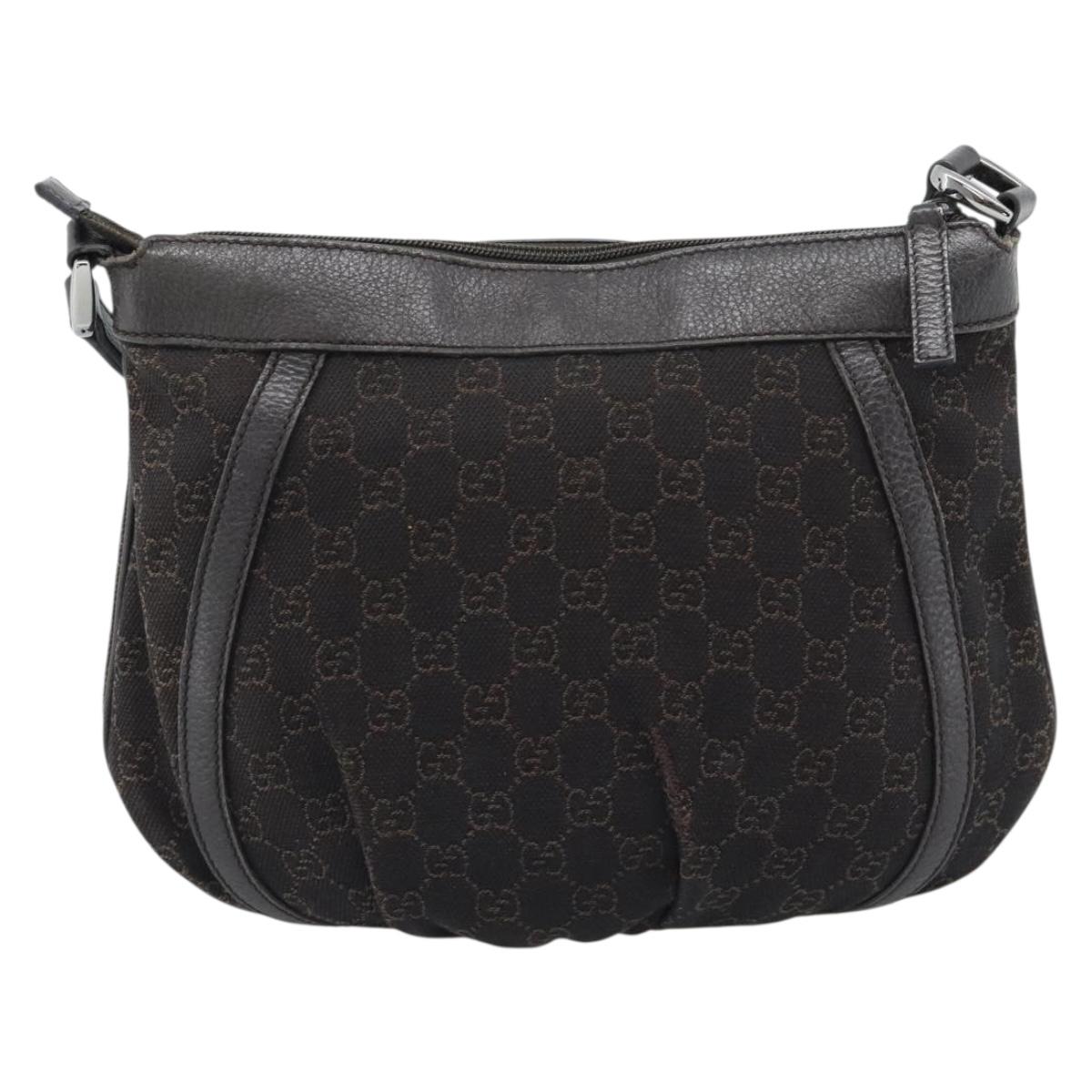 GUCCI GG Canvas Shoulder Bag Outlet Brown Silver 265691 Auth ep15359