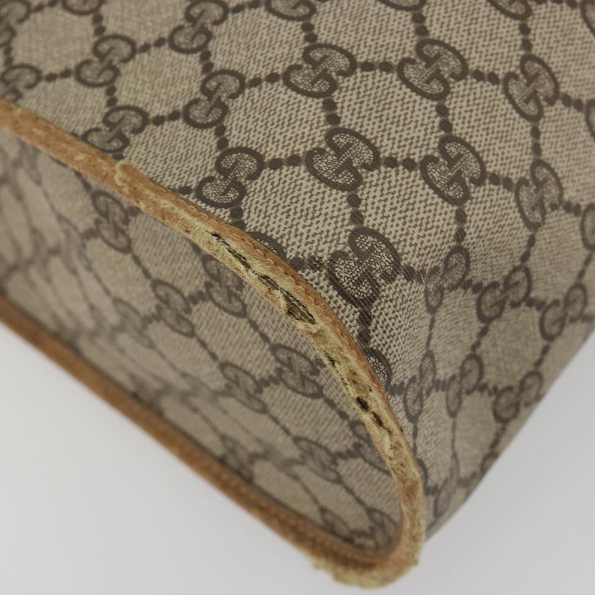 GUCCI GG Supreme Tote Bag PVC Leather Beige Gold Tone 56 02 998 Auth ep15360
