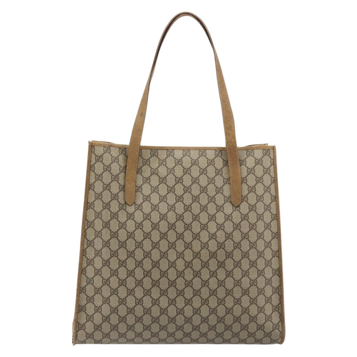 GUCCI GG Supreme Tote Bag PVC Leather Beige Gold Tone 56 02 998 Auth ep15360