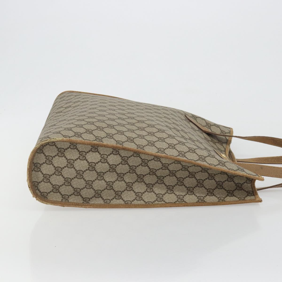 GUCCI GG Supreme Tote Bag PVC Leather Beige Gold Tone 56 02 998 Auth ep15360