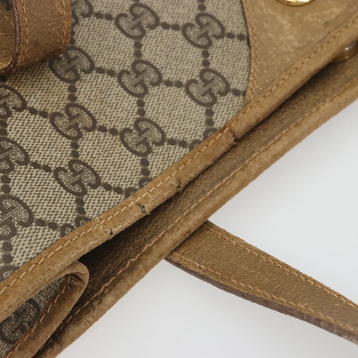 GUCCI GG Supreme Tote Bag PVC Leather Beige Gold Tone 56 02 998 Auth ep15360