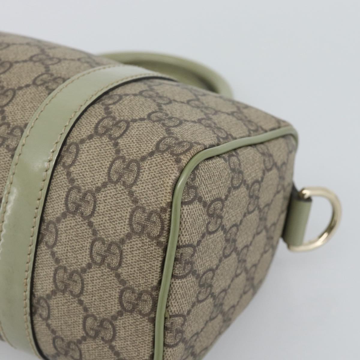 GUCCI GG Supreme Hand Bag PVC Leather Beige Gold Tone 193604 Auth ep15362A