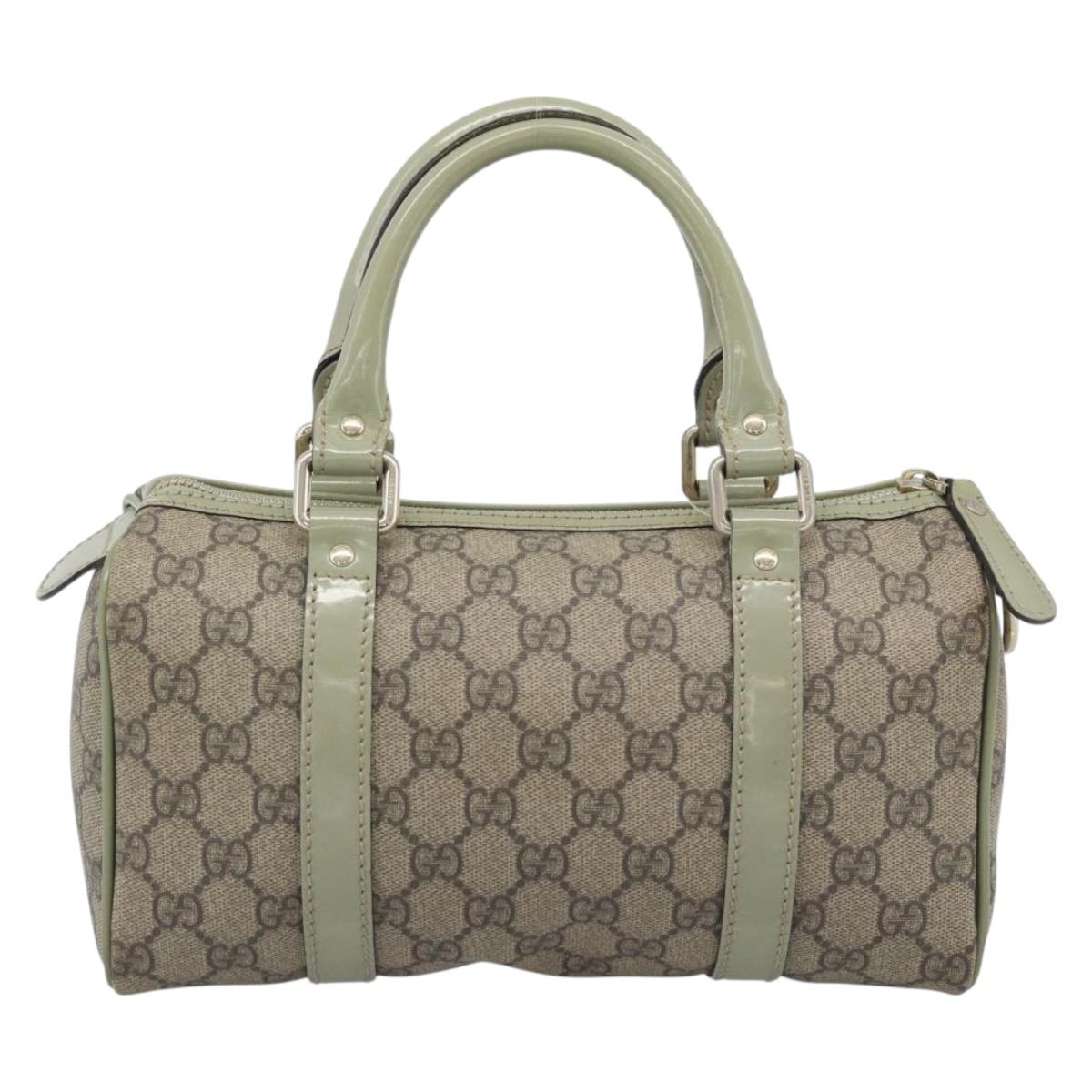 GUCCI GG Supreme Hand Bag PVC Leather Beige Gold Tone 193604 Auth ep15362A
