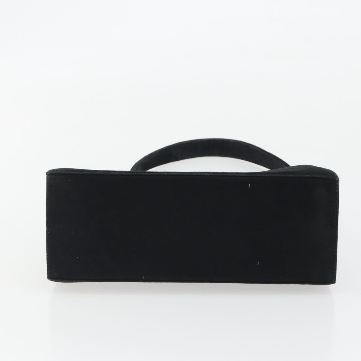 Salvatore Ferragamo Gancini Hand Bag Suede Black Gold Tone Auth ep15363A