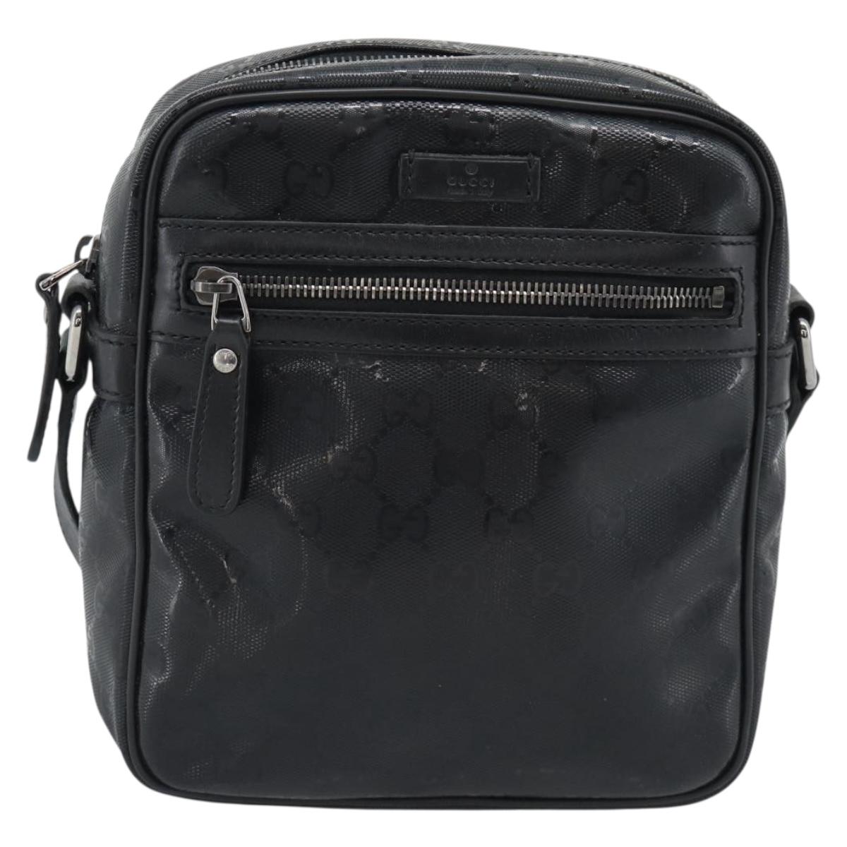 GUCCI GG Implementation Shoulder Bag PVC Black Silver 233268 Auth ep15366A