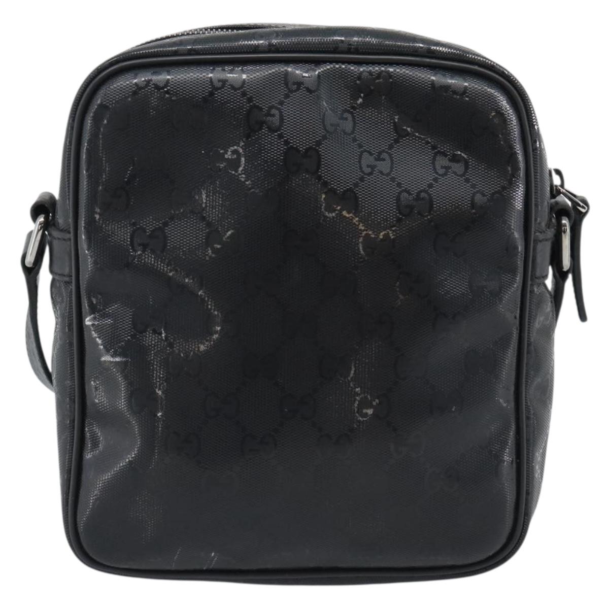 GUCCI GG Implementation Shoulder Bag PVC Black Silver 233268 Auth ep15366A
