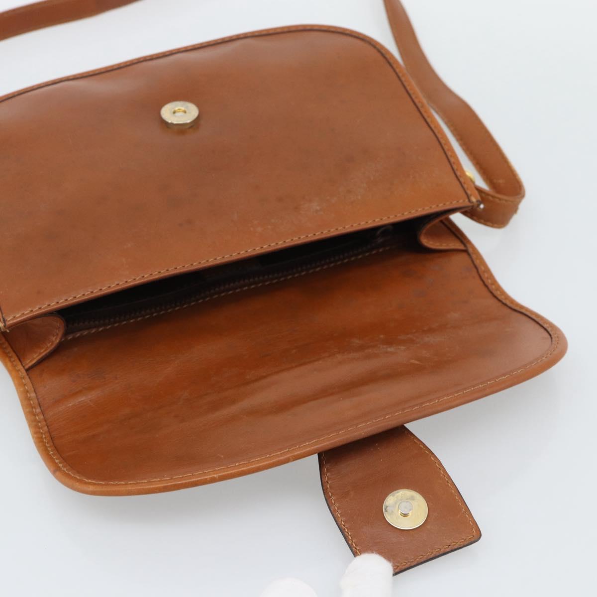 CELINE Shoulder Bag Leather Brown Gold Tone Auth ep15367