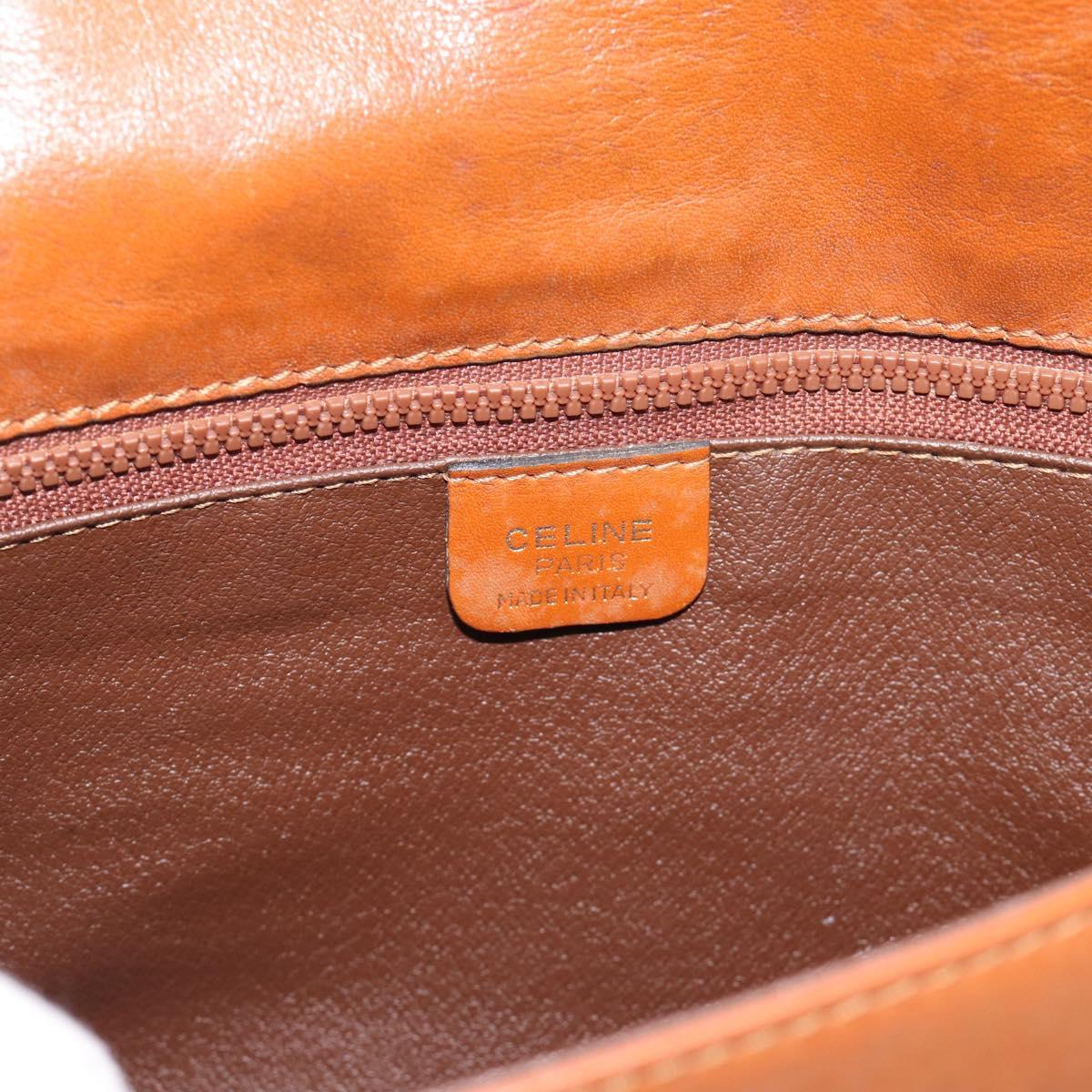 CELINE Shoulder Bag Leather Brown Gold Tone Auth ep15367