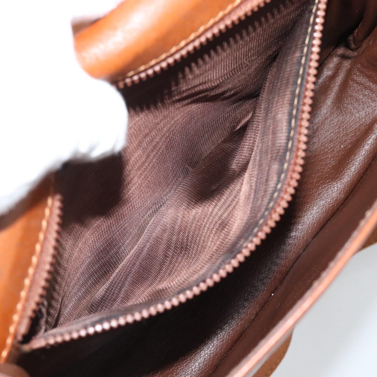 CELINE Shoulder Bag Leather Brown Gold Tone Auth ep15367