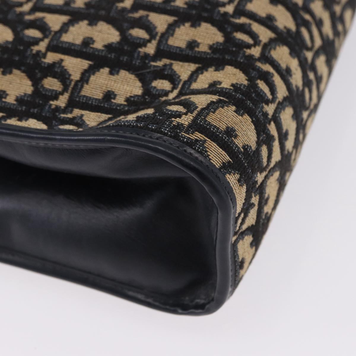 Christian Dior Trotter Canvas Shoulder Bag Navy Gold Tone Auth ep15368A