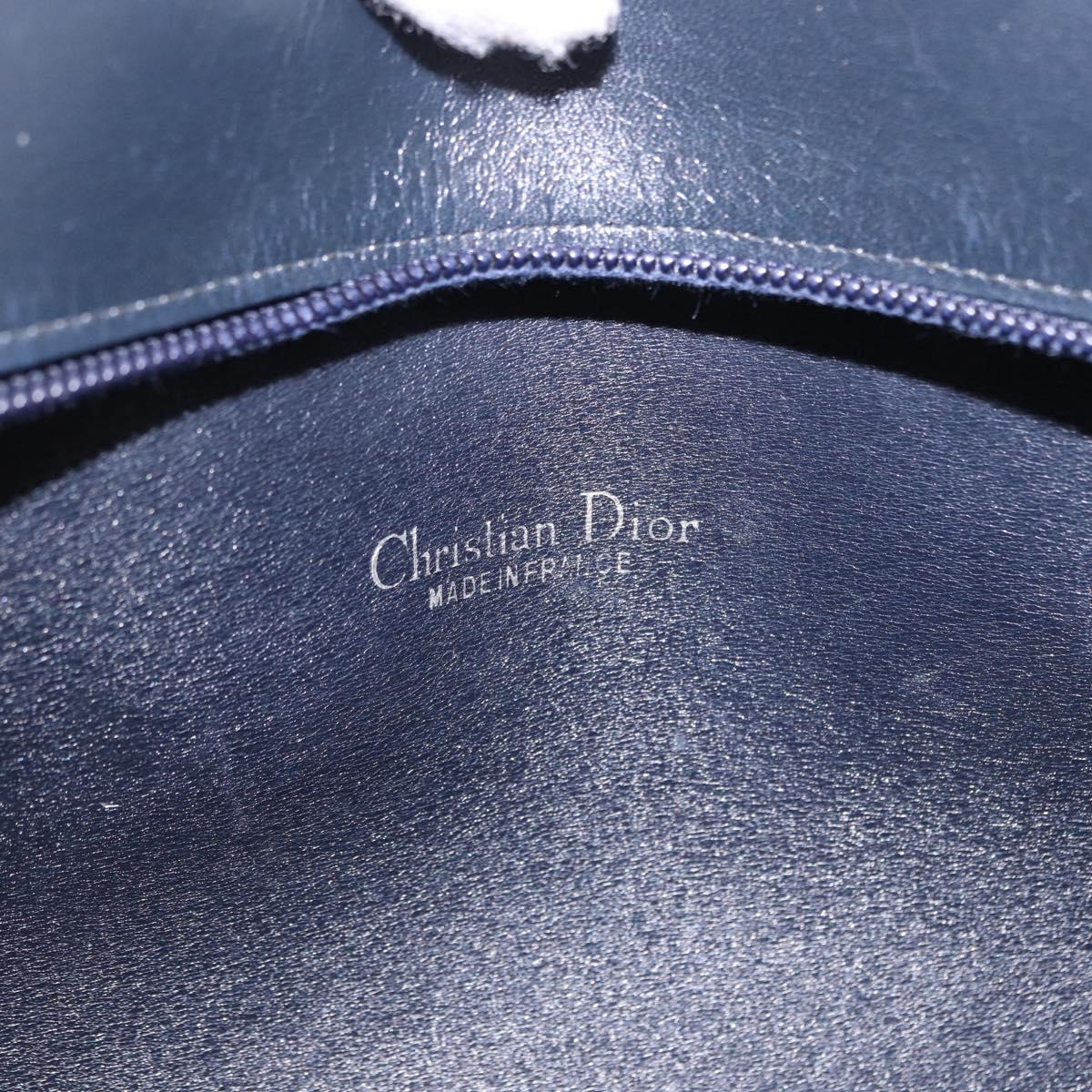 Christian Dior Trotter Canvas Shoulder Bag Navy Gold Tone Auth ep15368A