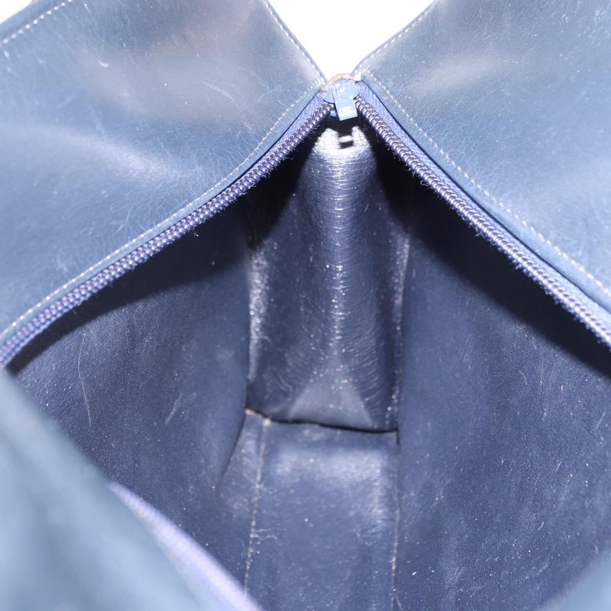 Christian Dior Trotter Canvas Shoulder Bag Navy Gold Tone Auth ep15368A