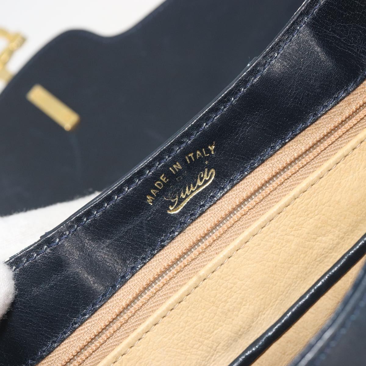 GUCCI GG Supreme Shoulder Bag PVC Leather Navy Gold Tone Auth ep15369A