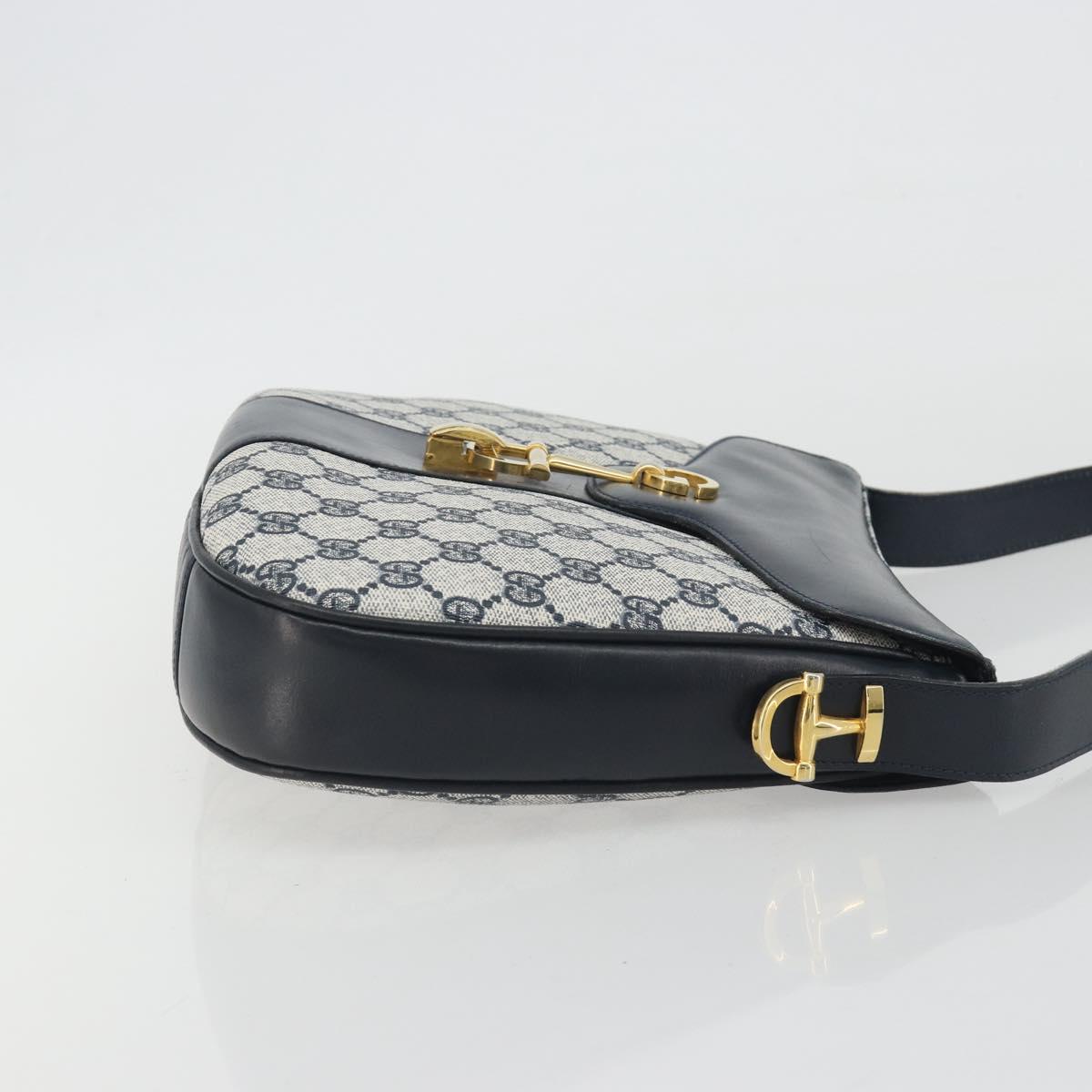 GUCCI GG Supreme Shoulder Bag PVC Leather Navy Gold Tone Auth ep15369A