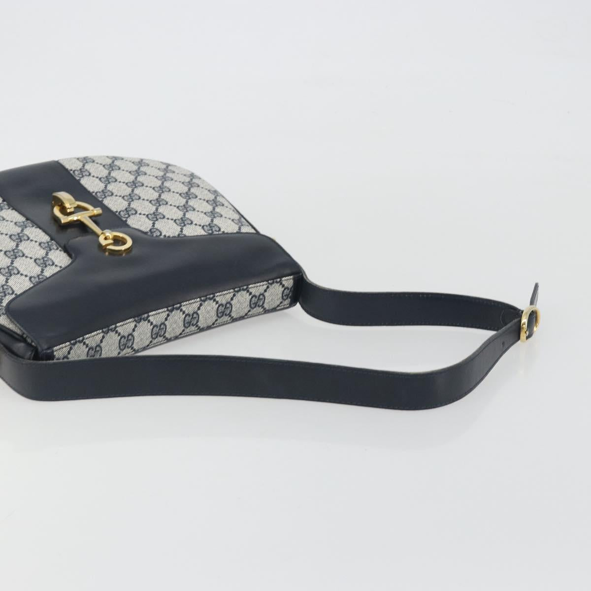 GUCCI GG Supreme Shoulder Bag PVC Leather Navy Gold Tone Auth ep15369A