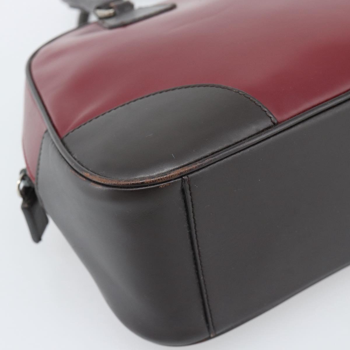 PRADA Hand Bag Leather Red Black Auth ep15370