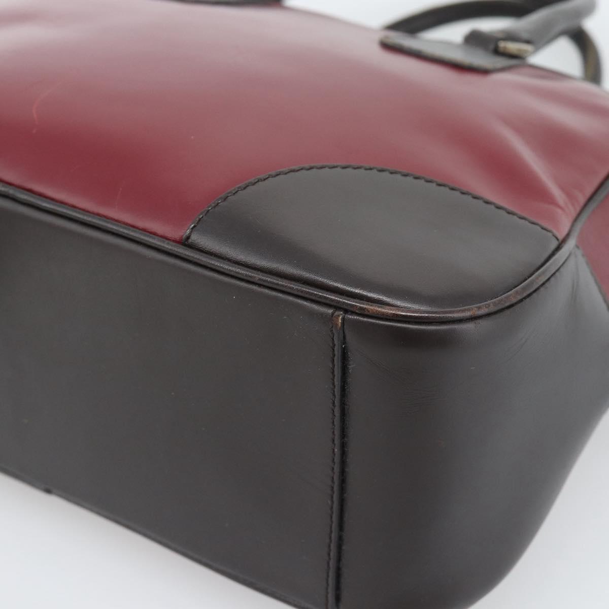PRADA Hand Bag Leather Red Black Auth ep15370