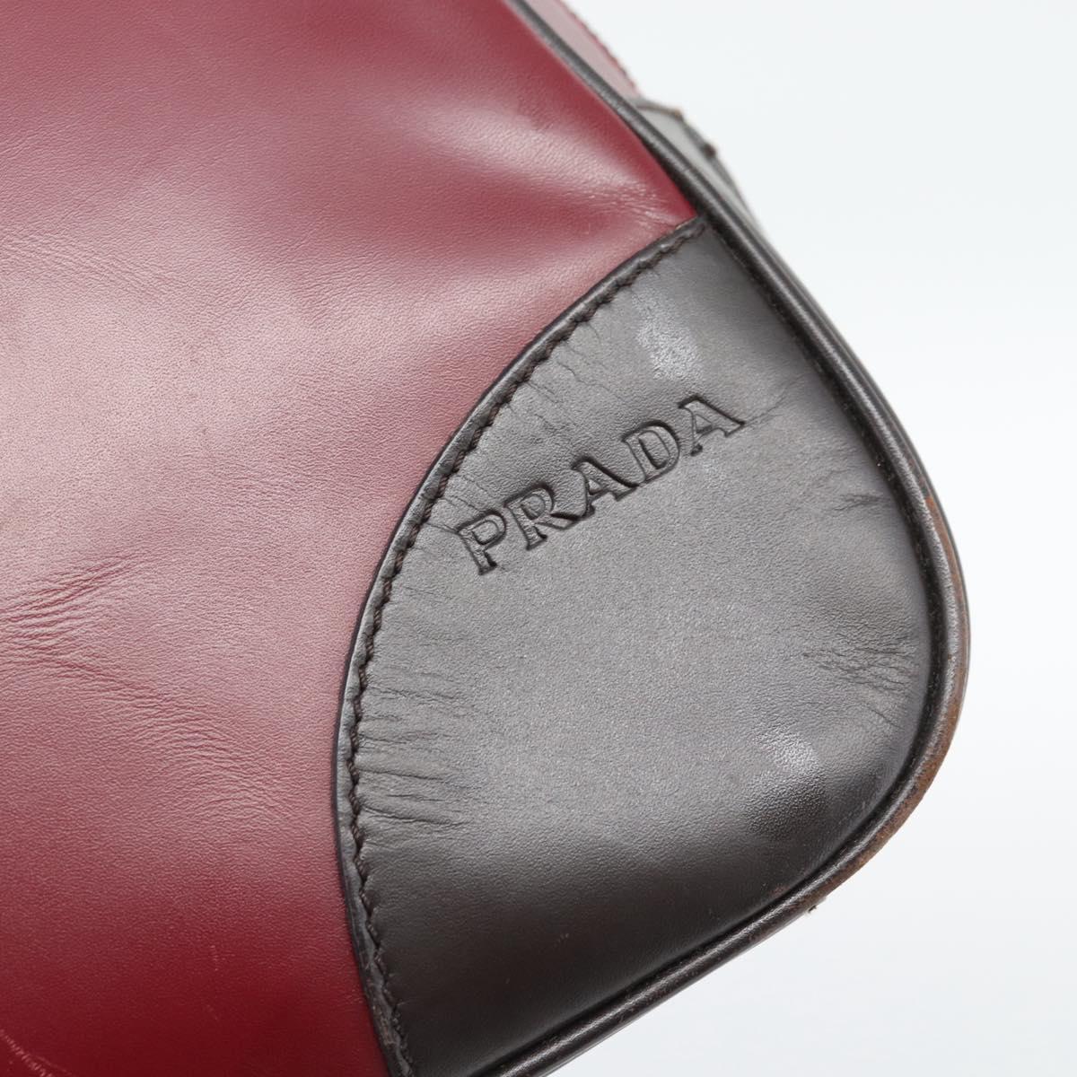 PRADA Hand Bag Leather Red Black Auth ep15370