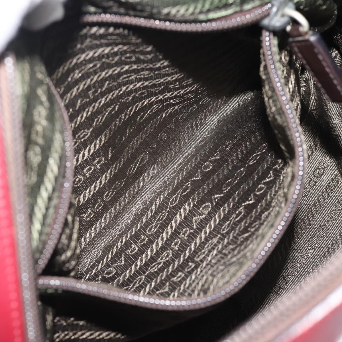 PRADA Hand Bag Leather Red Black Auth ep15370