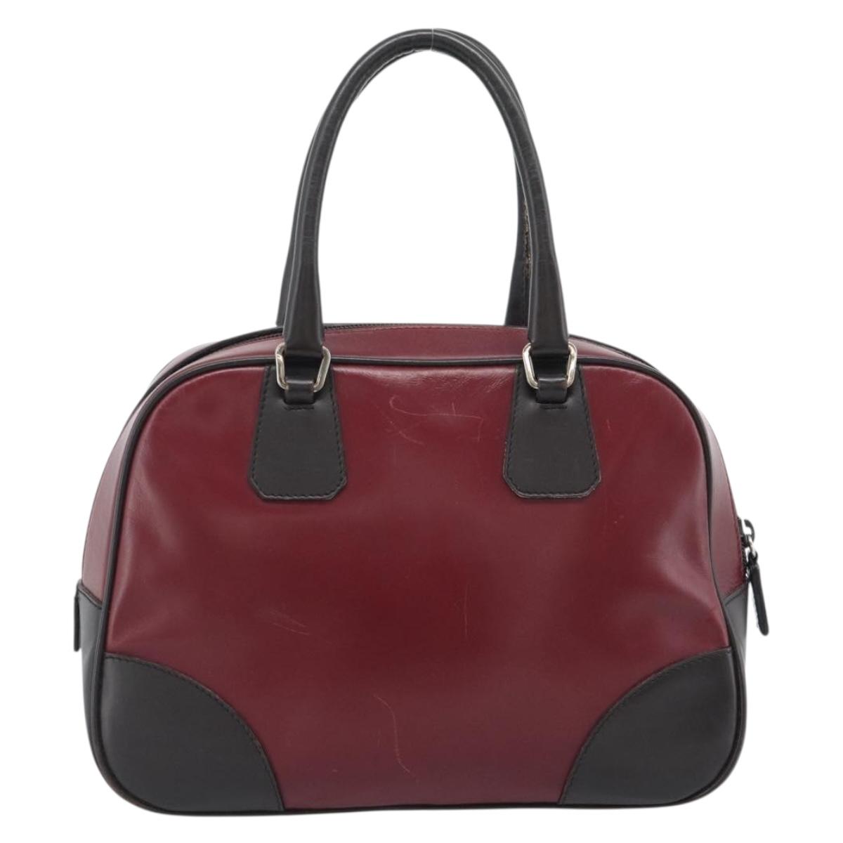 PRADA Hand Bag Leather Red Black Auth ep15370