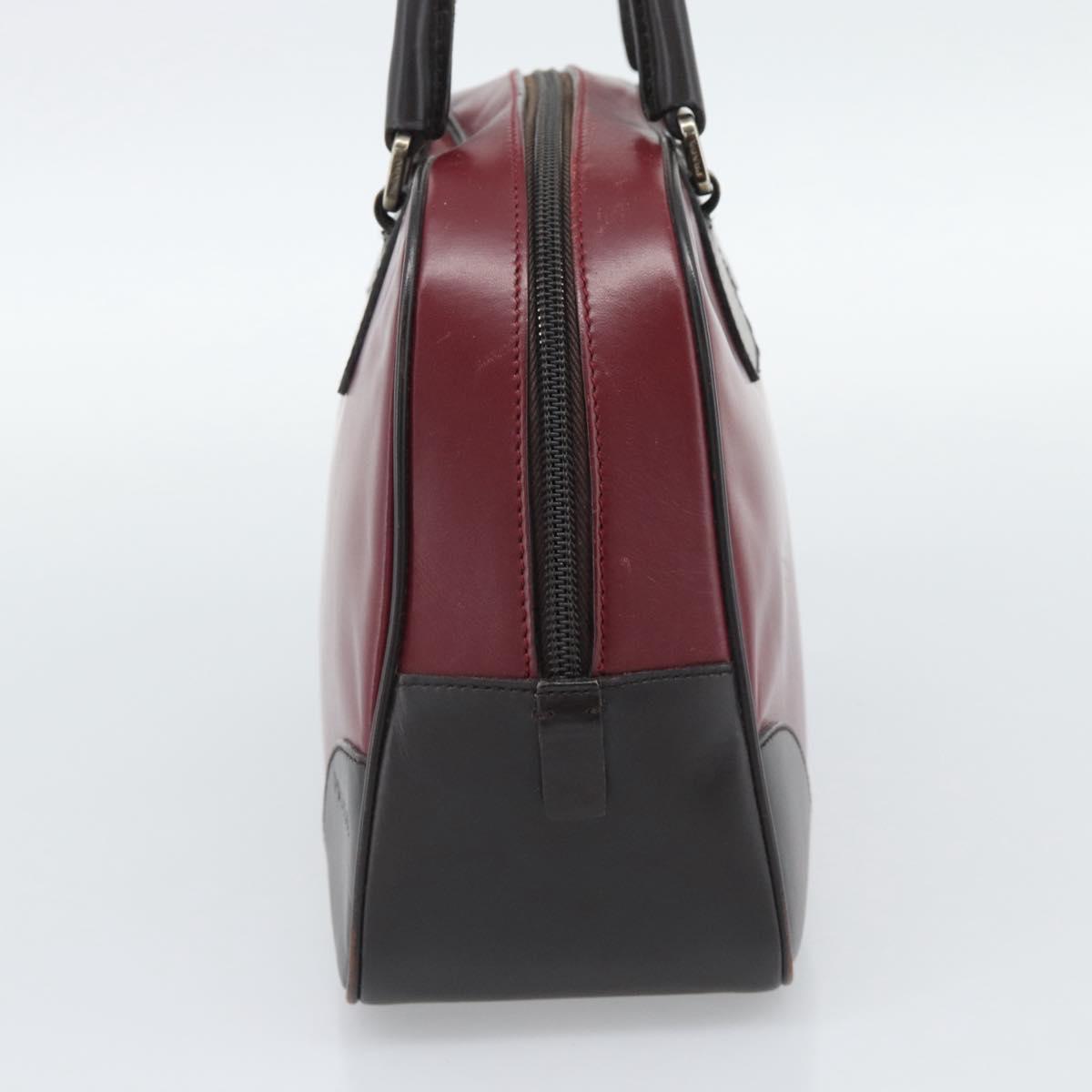 PRADA Hand Bag Leather Red Black Auth ep15370