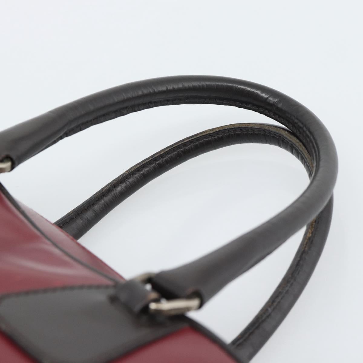 PRADA Hand Bag Leather Red Black Auth ep15370