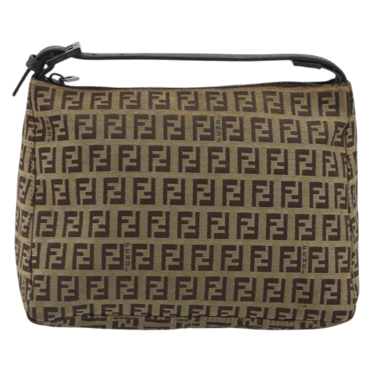 FENDI Zucchino Canvas Hand Bag Beige Auth ep15371