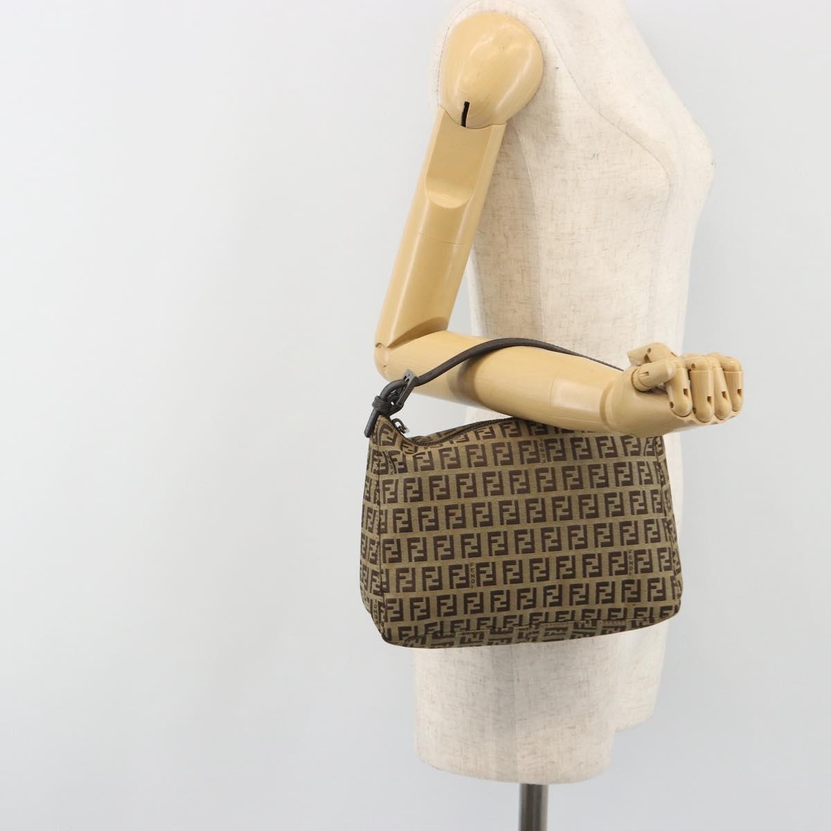 FENDI Zucchino Canvas Hand Bag Beige Auth ep15371