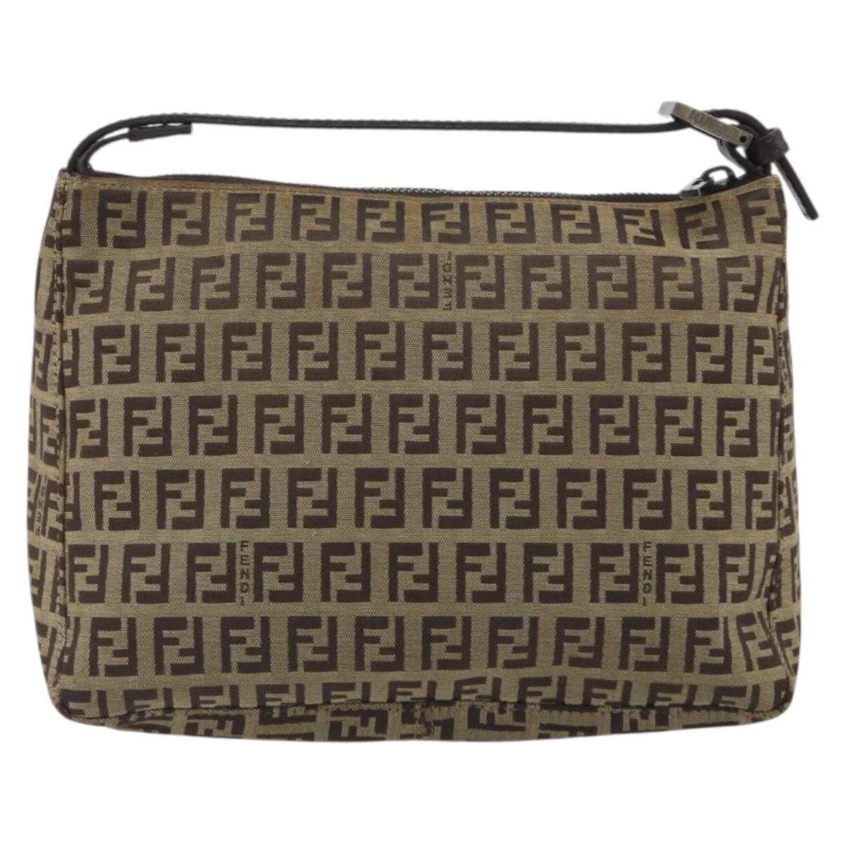 FENDI Zucchino Canvas Hand Bag Beige Auth ep15371