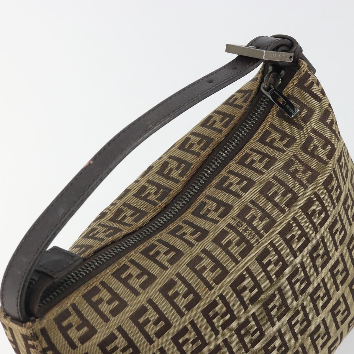 FENDI Zucchino Canvas Hand Bag Beige Auth ep15371