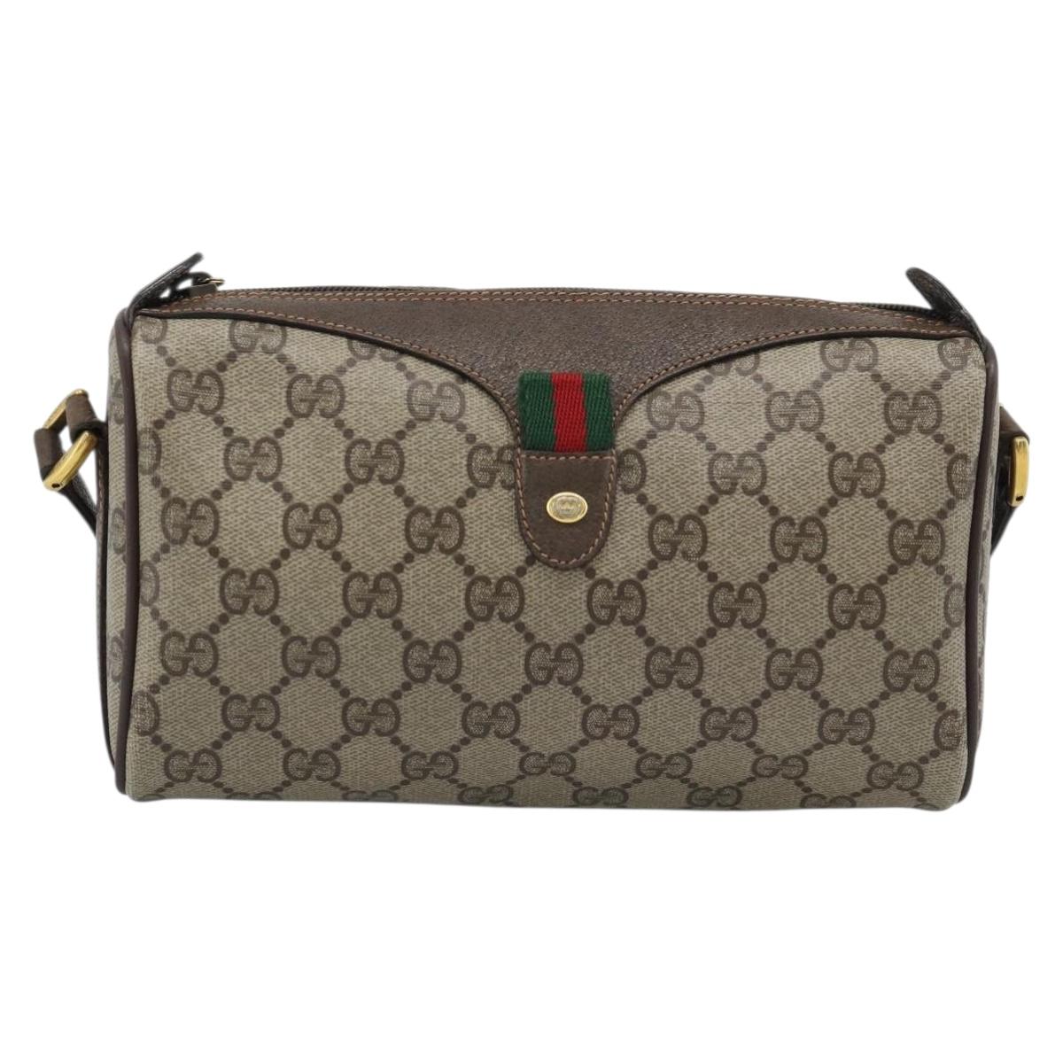 GUCCI GG Supreme Shoulder Bag PVC Leather Beige Gold Tone 89 02 018 Auth ep15372