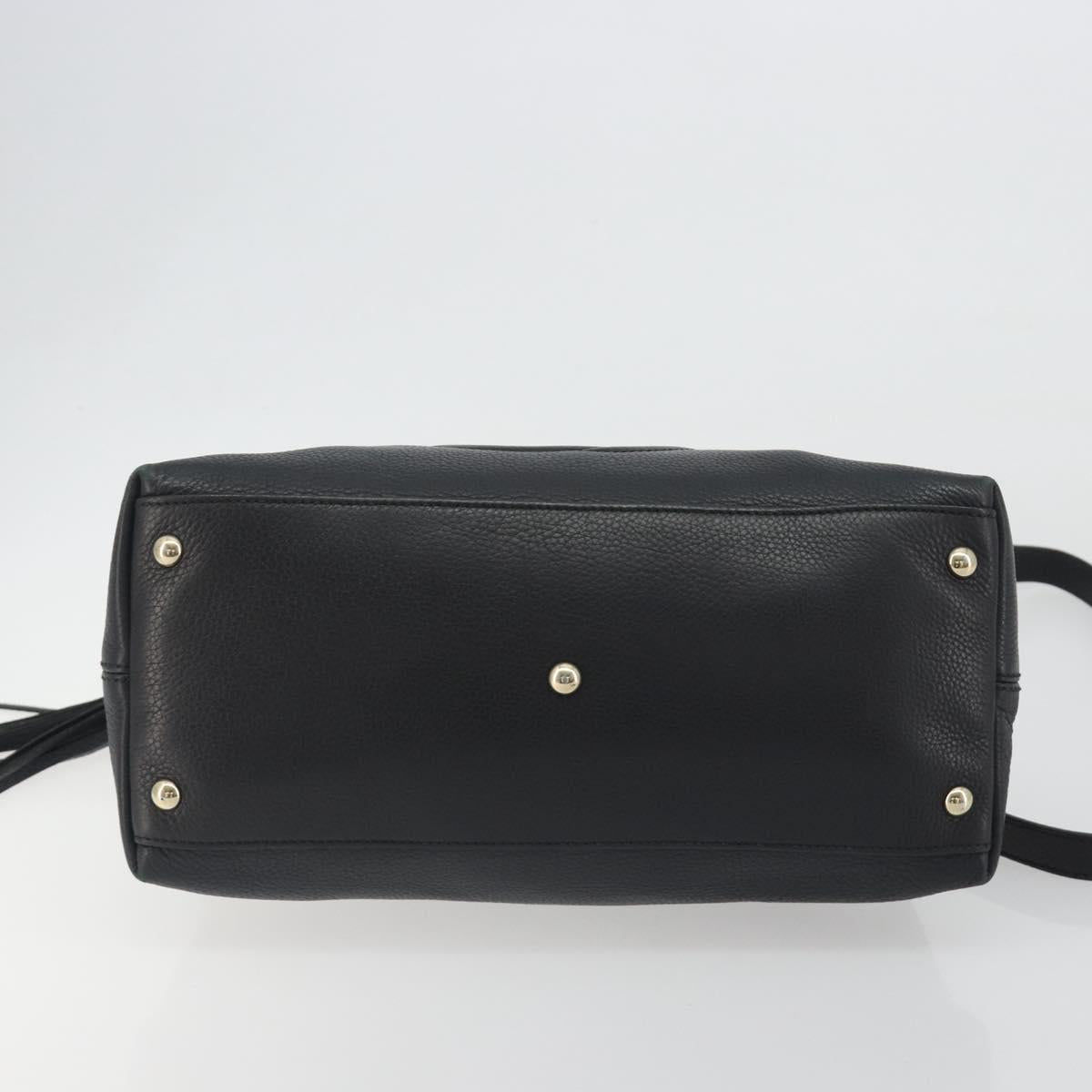 GUCCI Soho Hand Bag Leather 2way Black Gold Tone 308362 Auth ep15374A