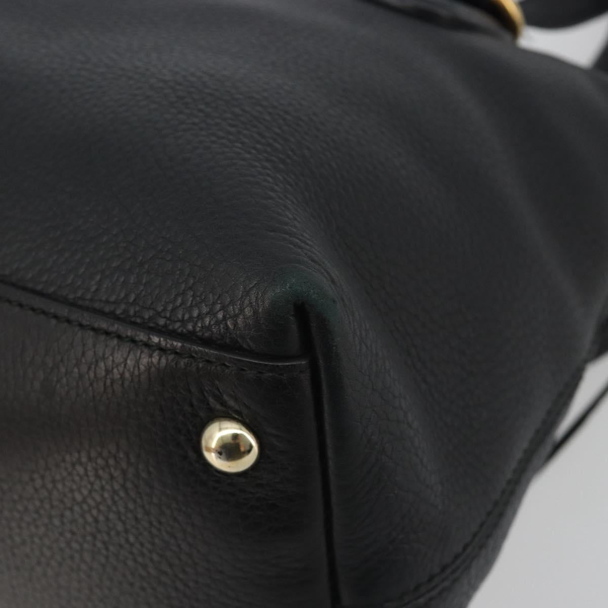 GUCCI Soho Hand Bag Leather 2way Black Gold Tone 308362 Auth ep15374A