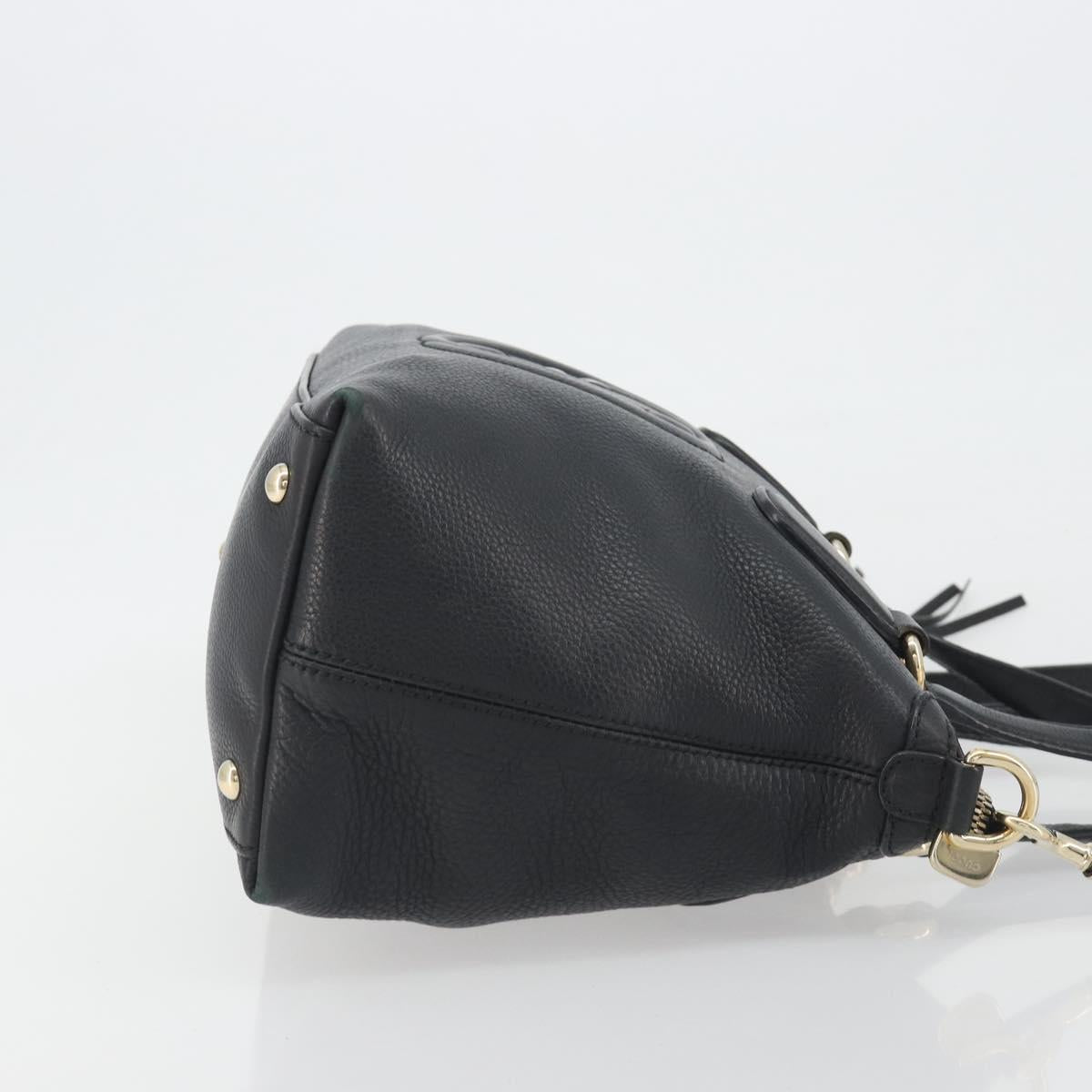 GUCCI Soho Hand Bag Leather 2way Black Gold Tone 308362 Auth ep15374A