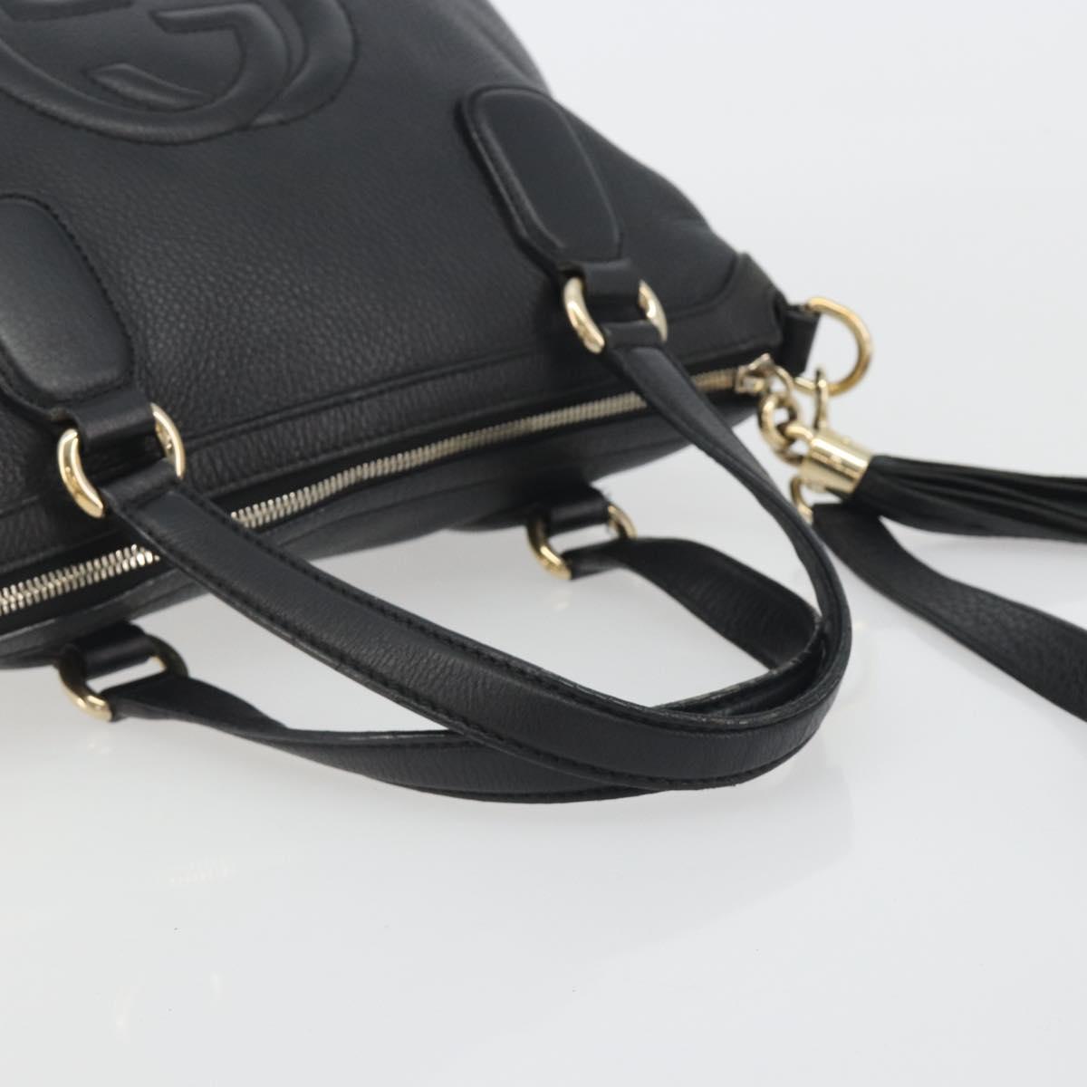 GUCCI Soho Hand Bag Leather 2way Black Gold Tone 308362 Auth ep15374A