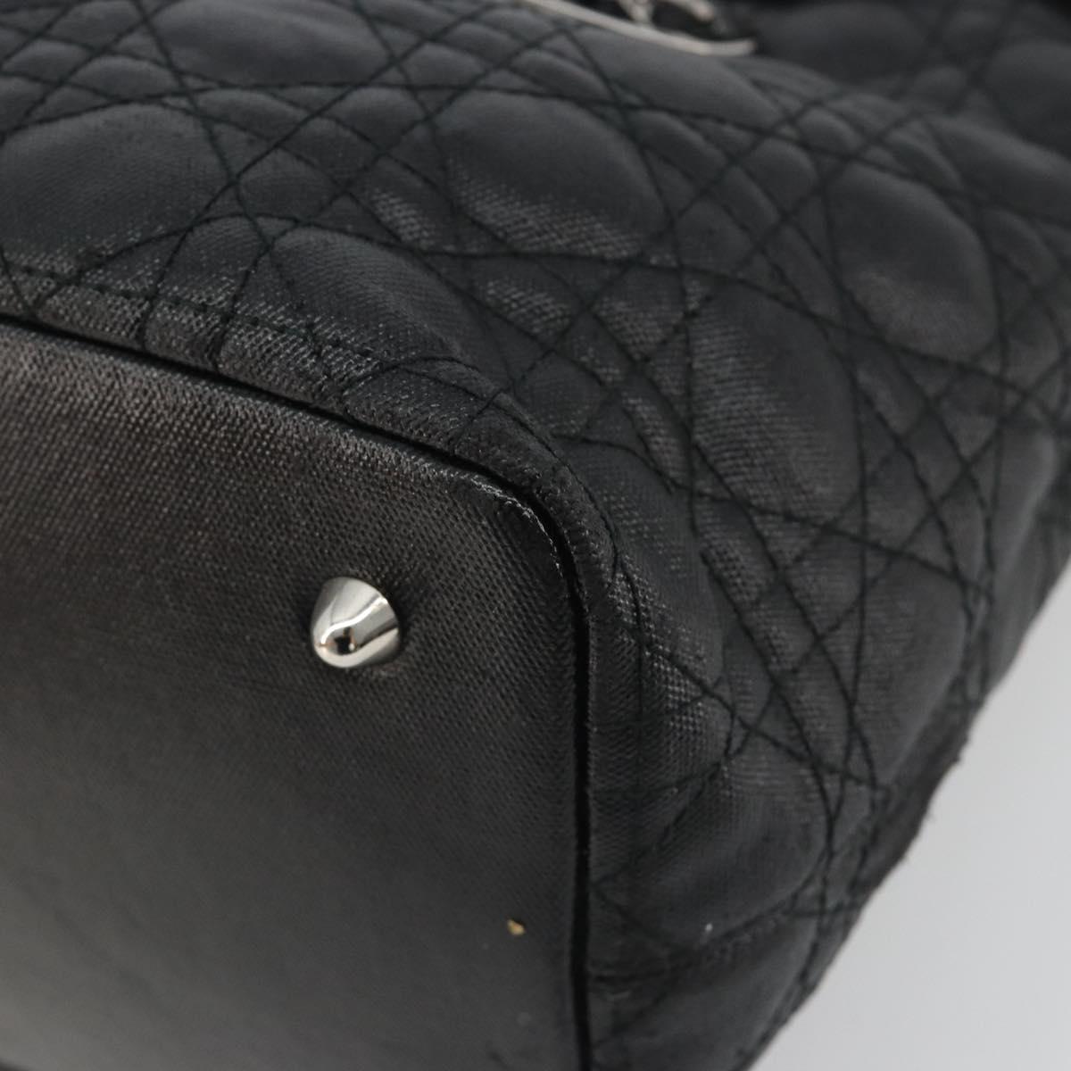 Christian Dior Canage Hand Bag Canvas Black Silver Auth ep15375
