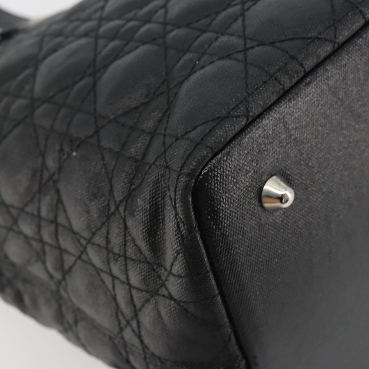 Christian Dior Canage Hand Bag Canvas Black Silver Auth ep15375