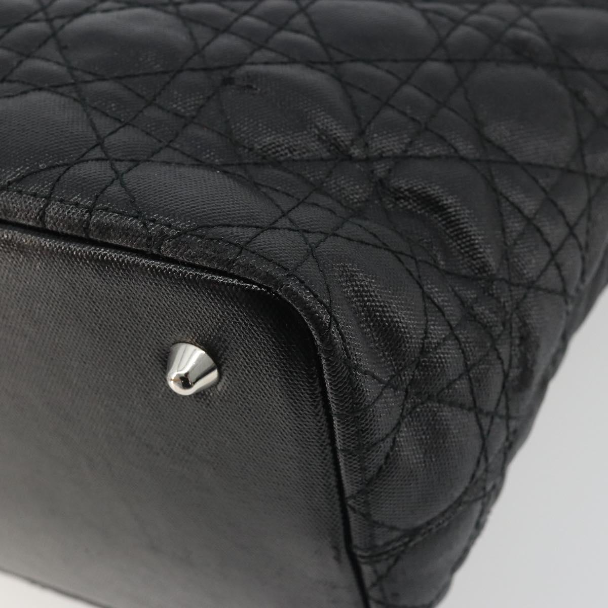 Christian Dior Canage Hand Bag Canvas Black Silver Auth ep15375