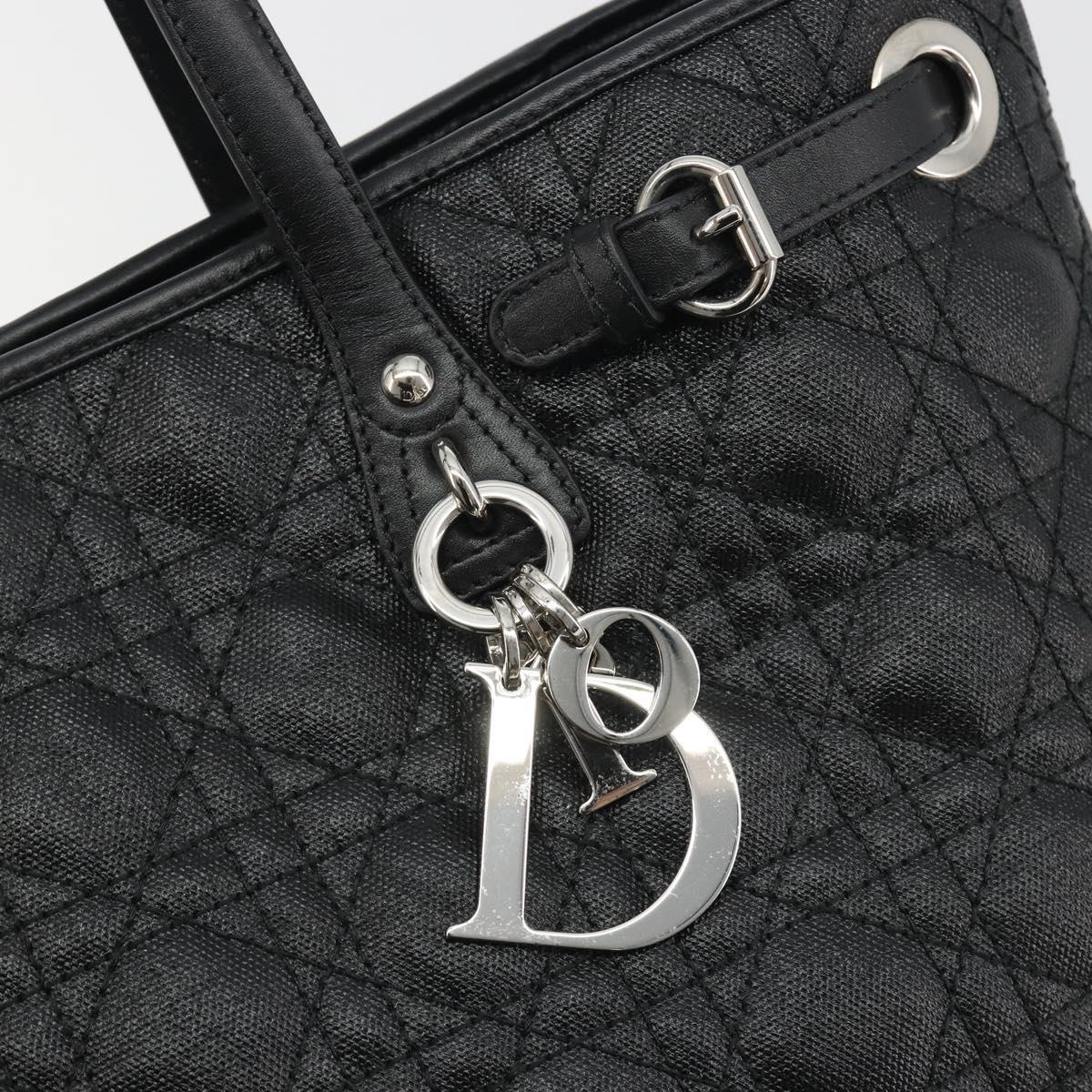Christian Dior Canage Hand Bag Canvas Black Silver Auth ep15375