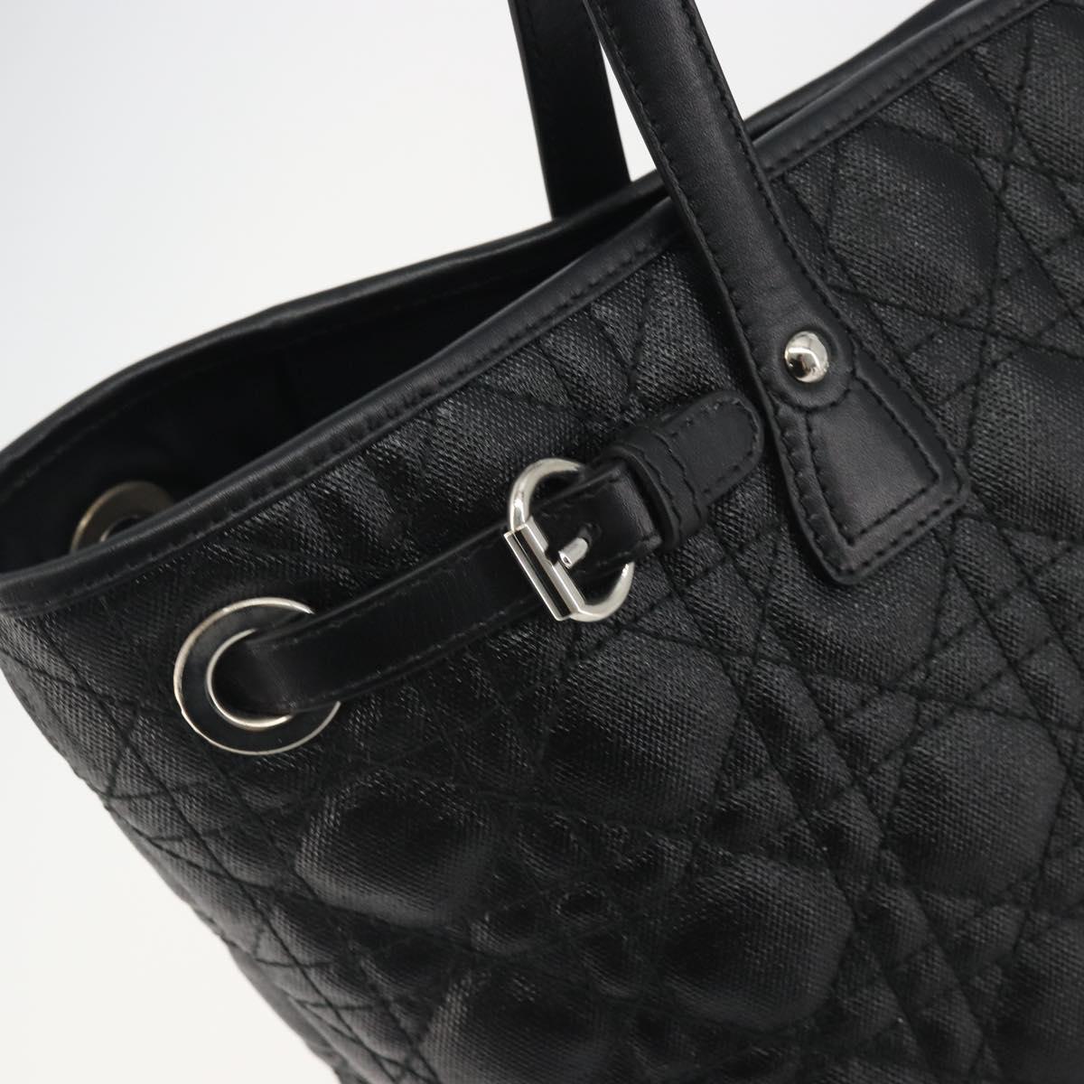 Christian Dior Canage Hand Bag Canvas Black Silver Auth ep15375