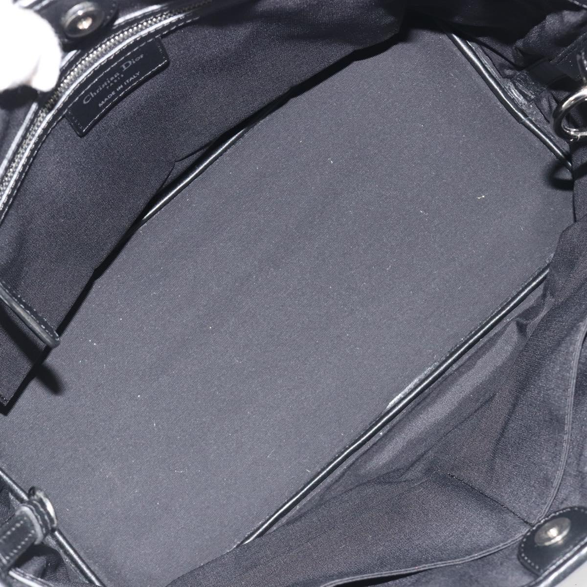 Christian Dior Canage Hand Bag Canvas Black Silver Auth ep15375