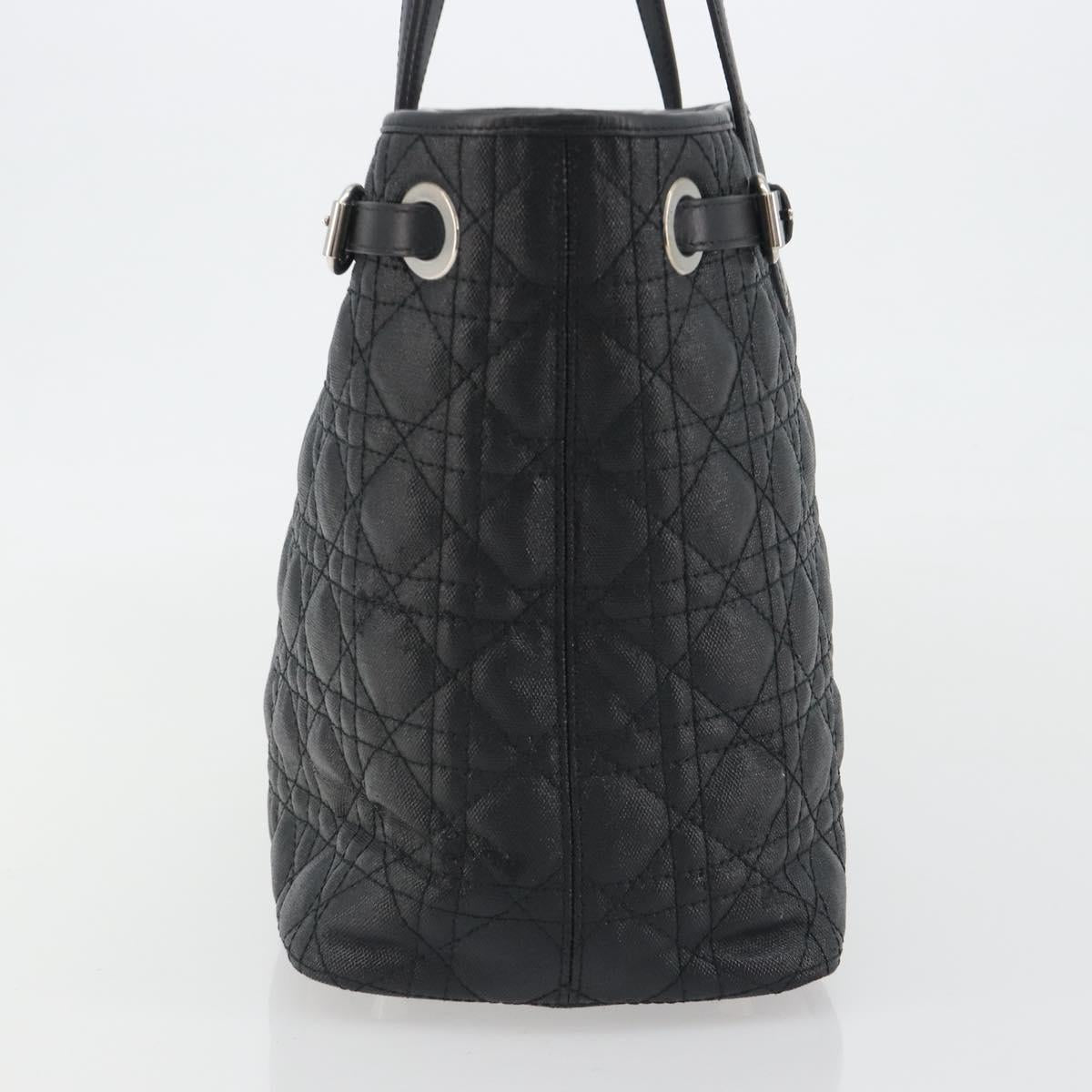Christian Dior Canage Hand Bag Canvas Black Silver Auth ep15375