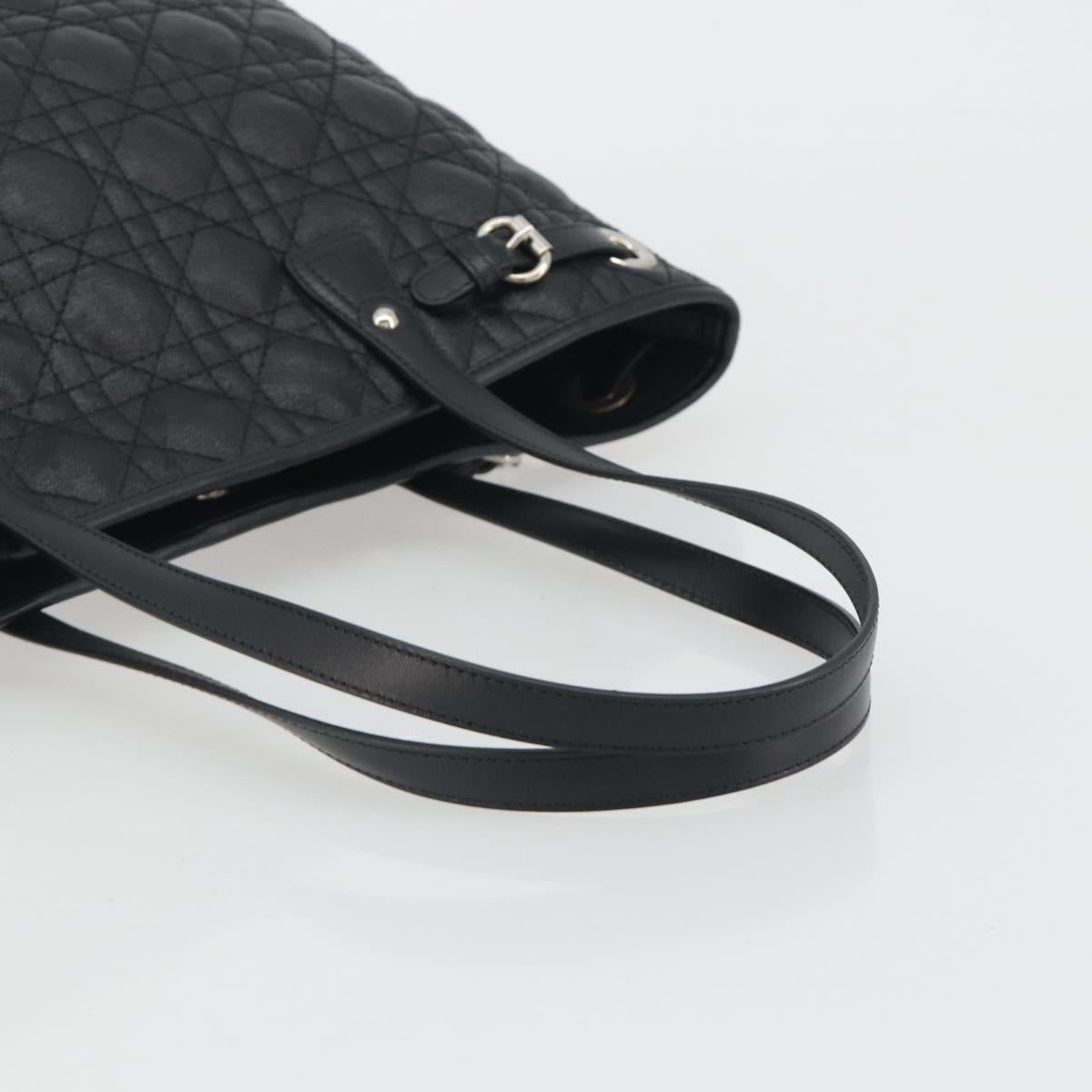 Christian Dior Canage Hand Bag Canvas Black Silver Auth ep15375