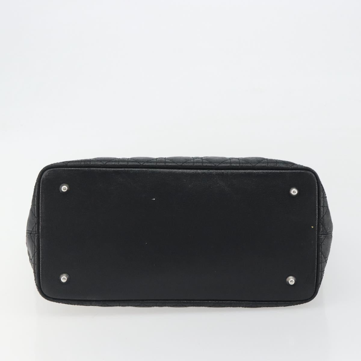 Christian Dior Canage Hand Bag Canvas Black Silver Auth ep15375